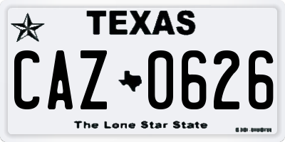 TX license plate CAZ0626
