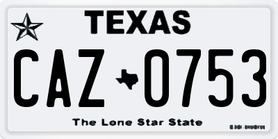 TX license plate CAZ0753