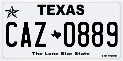 TX license plate CAZ0889