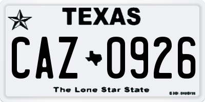 TX license plate CAZ0926