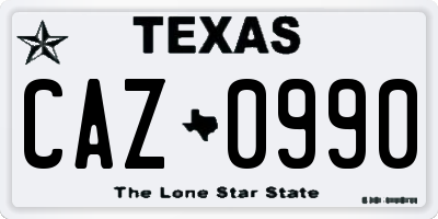 TX license plate CAZ0990