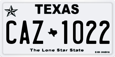 TX license plate CAZ1022
