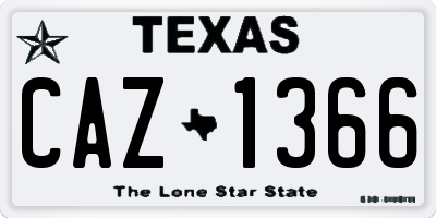 TX license plate CAZ1366