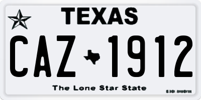 TX license plate CAZ1912