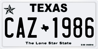 TX license plate CAZ1986