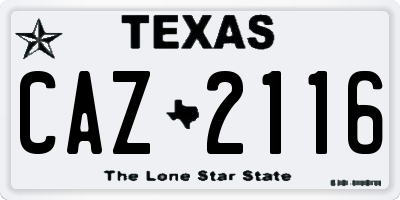 TX license plate CAZ2116