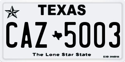 TX license plate CAZ5003