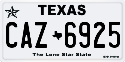 TX license plate CAZ6925