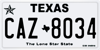 TX license plate CAZ8034