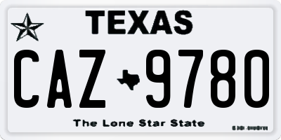 TX license plate CAZ9780