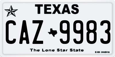 TX license plate CAZ9983