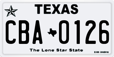 TX license plate CBA0126