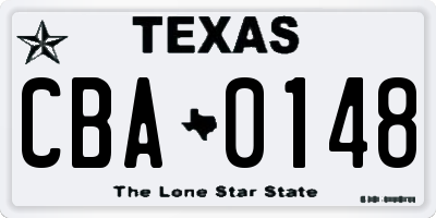 TX license plate CBA0148
