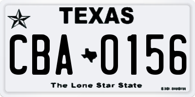 TX license plate CBA0156