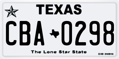 TX license plate CBA0298