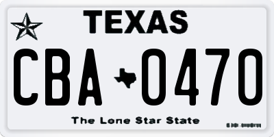 TX license plate CBA0470