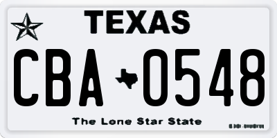 TX license plate CBA0548