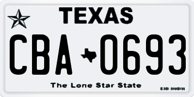 TX license plate CBA0693