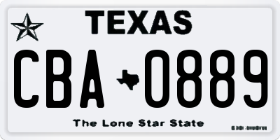 TX license plate CBA0889