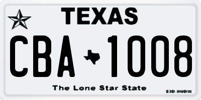 TX license plate CBA1008