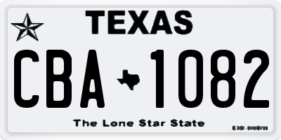 TX license plate CBA1082