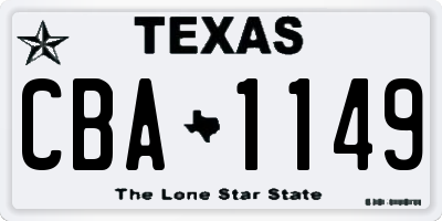 TX license plate CBA1149