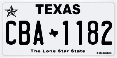 TX license plate CBA1182
