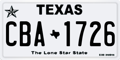 TX license plate CBA1726