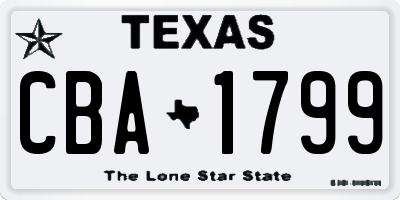 TX license plate CBA1799