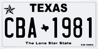 TX license plate CBA1981
