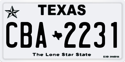 TX license plate CBA2231