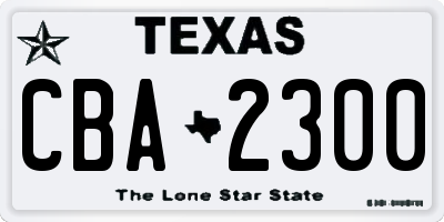 TX license plate CBA2300