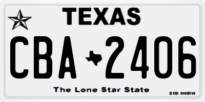 TX license plate CBA2406
