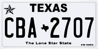 TX license plate CBA2707