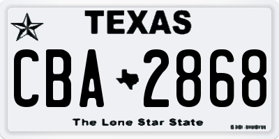 TX license plate CBA2868