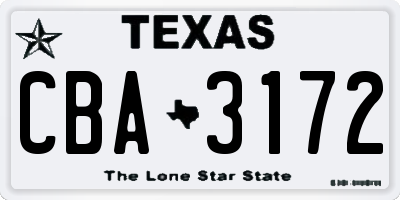TX license plate CBA3172