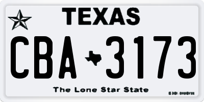 TX license plate CBA3173