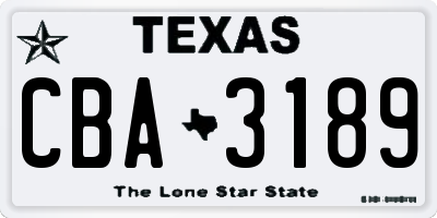 TX license plate CBA3189