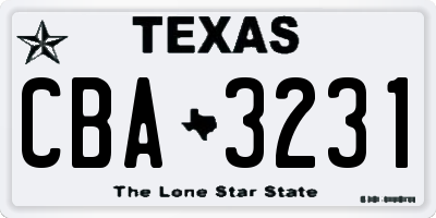 TX license plate CBA3231