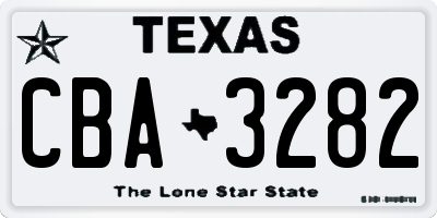 TX license plate CBA3282