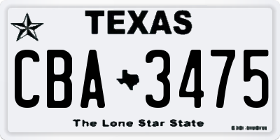 TX license plate CBA3475