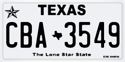 TX license plate CBA3549