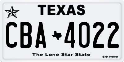 TX license plate CBA4022