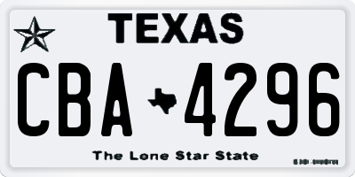 TX license plate CBA4296