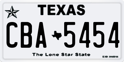 TX license plate CBA5454