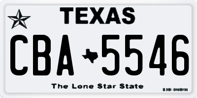 TX license plate CBA5546