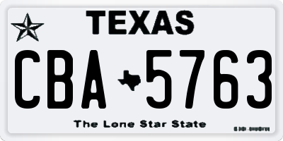 TX license plate CBA5763