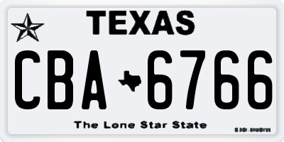 TX license plate CBA6766