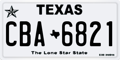 TX license plate CBA6821