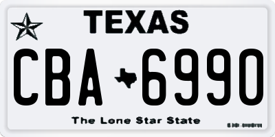 TX license plate CBA6990